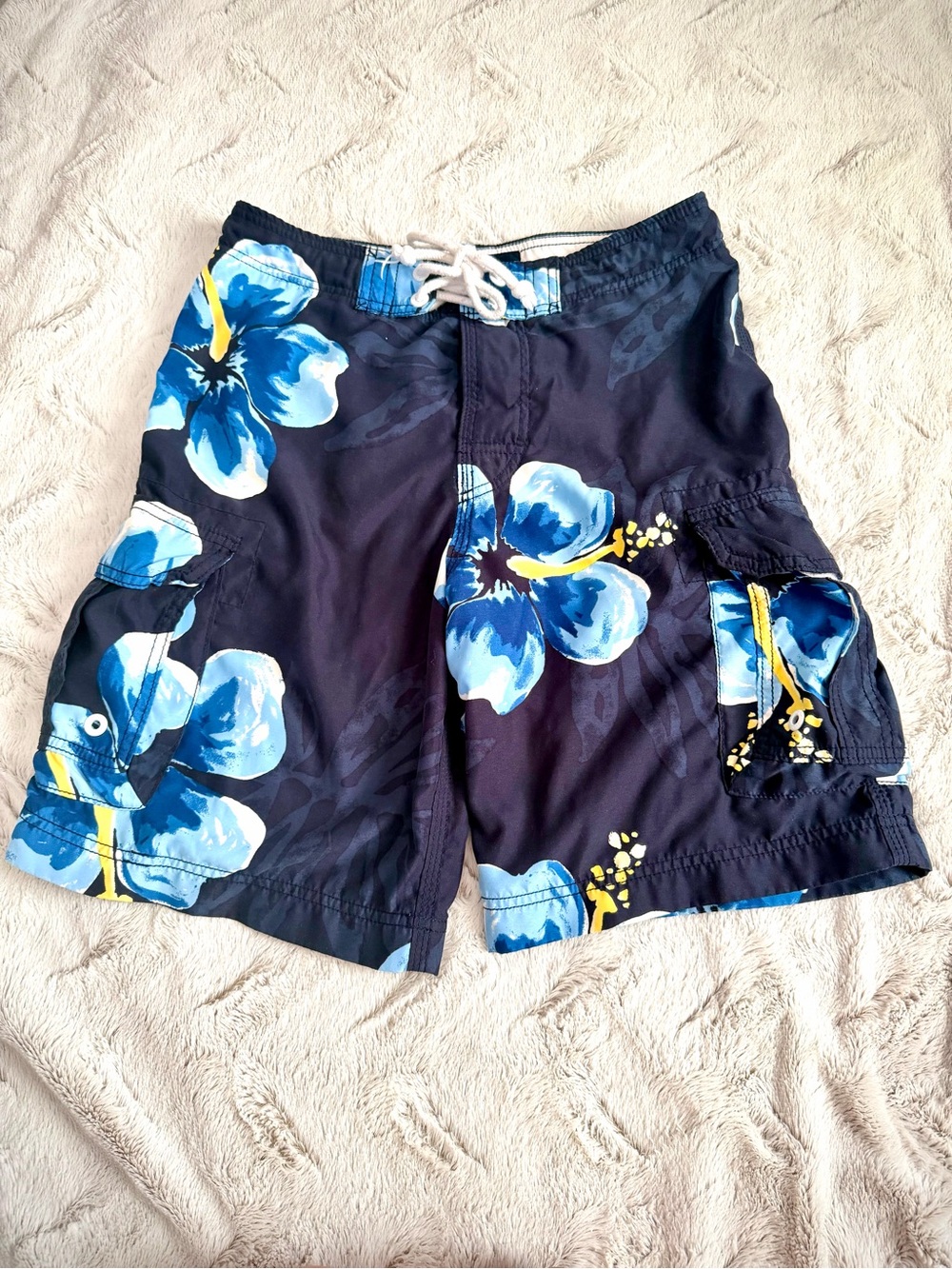 Abercrombie & Fitch Navy Blue Floral Swim Trunks